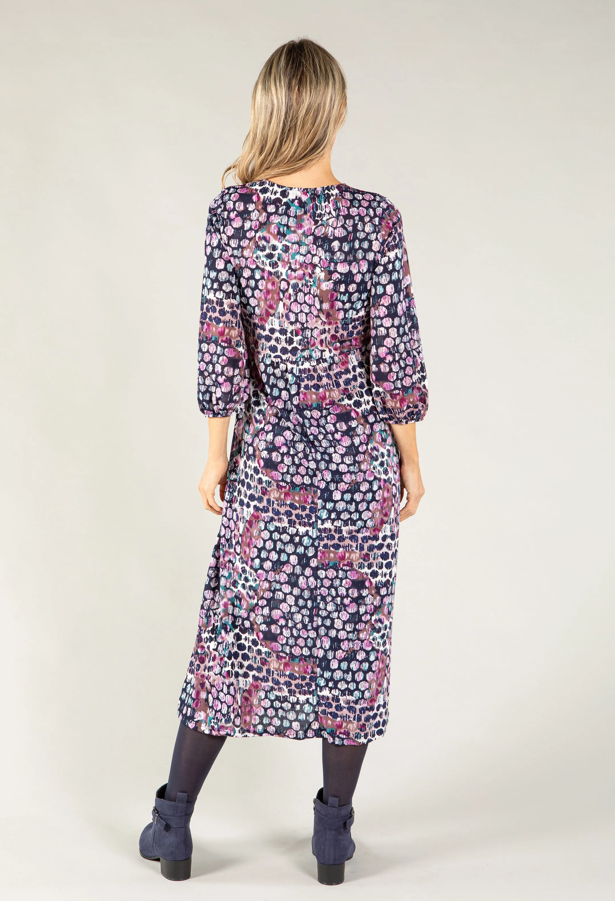 Abstract Print Knot Front Detail Dress