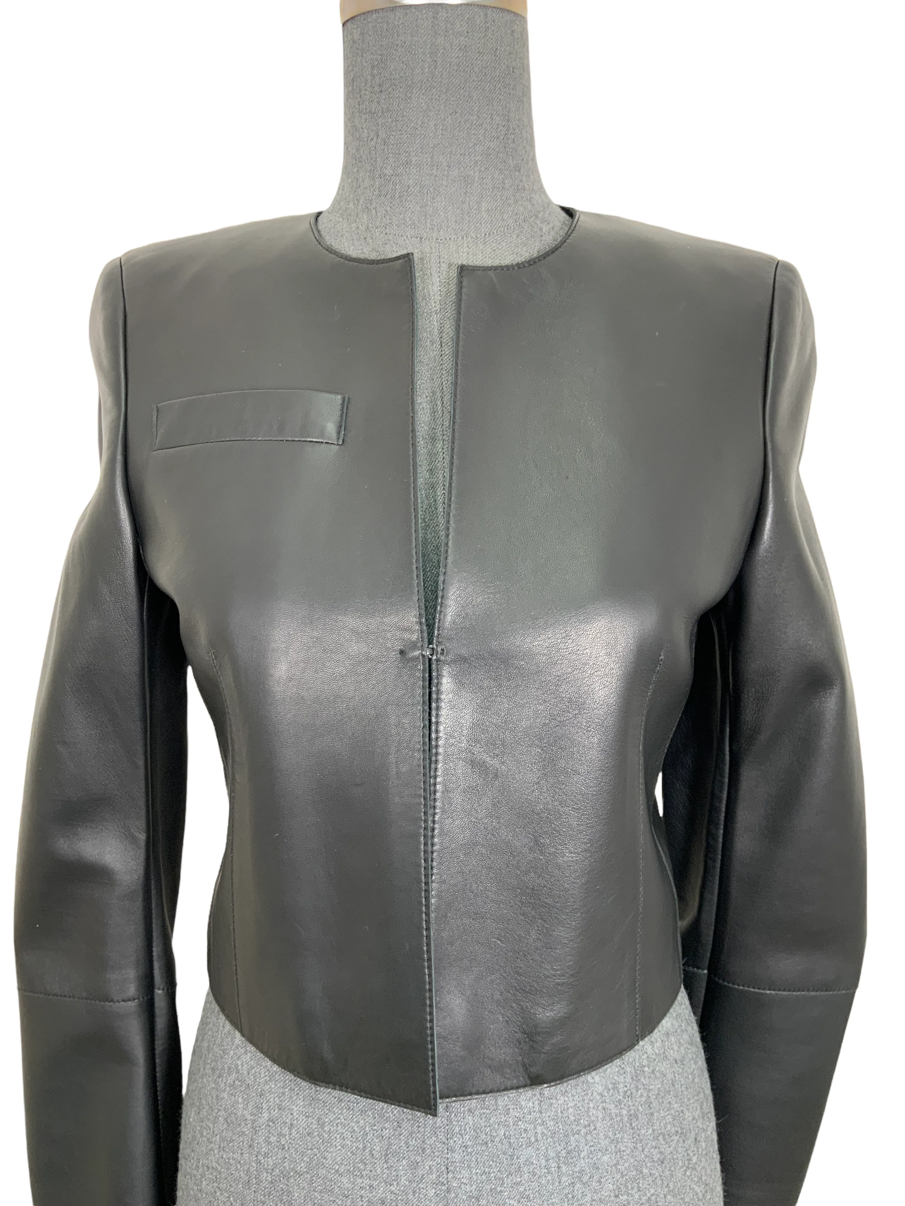 AKRIS Lambskin Leather Cropped Jacket Size Size S