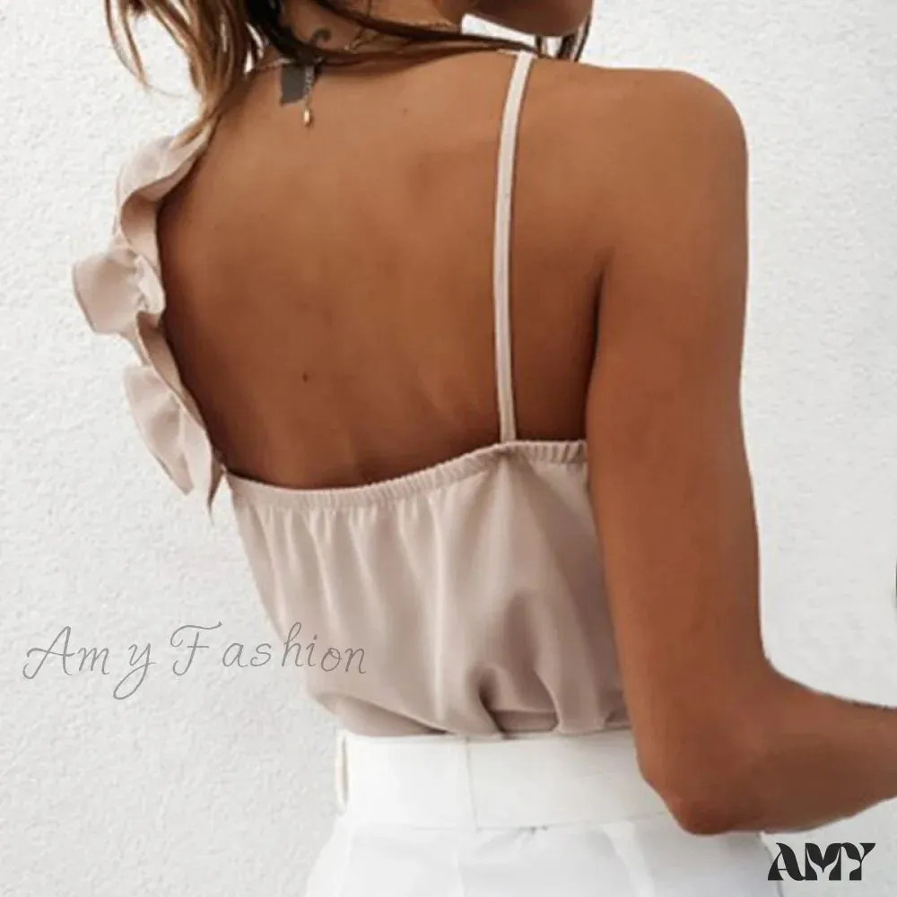 Amy Fashion - Sexy V Neck Ruffle Blouses