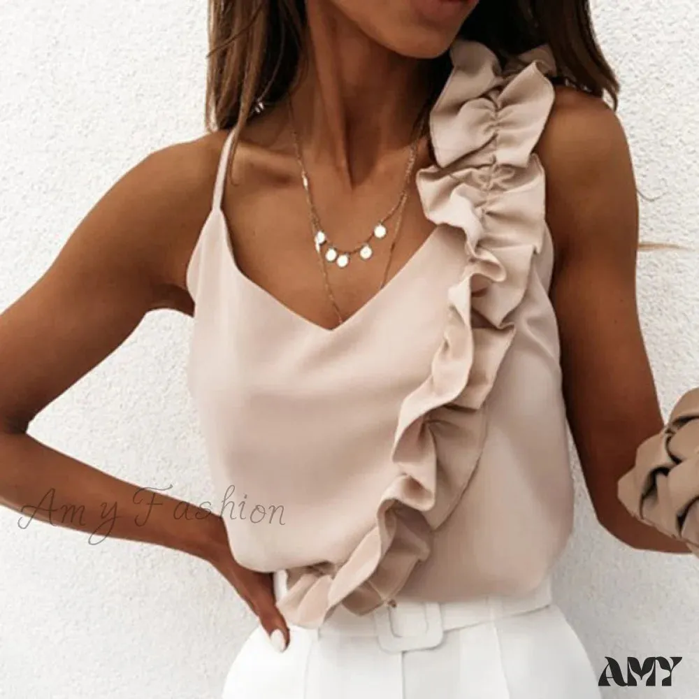 Amy Fashion - Sexy V Neck Ruffle Blouses