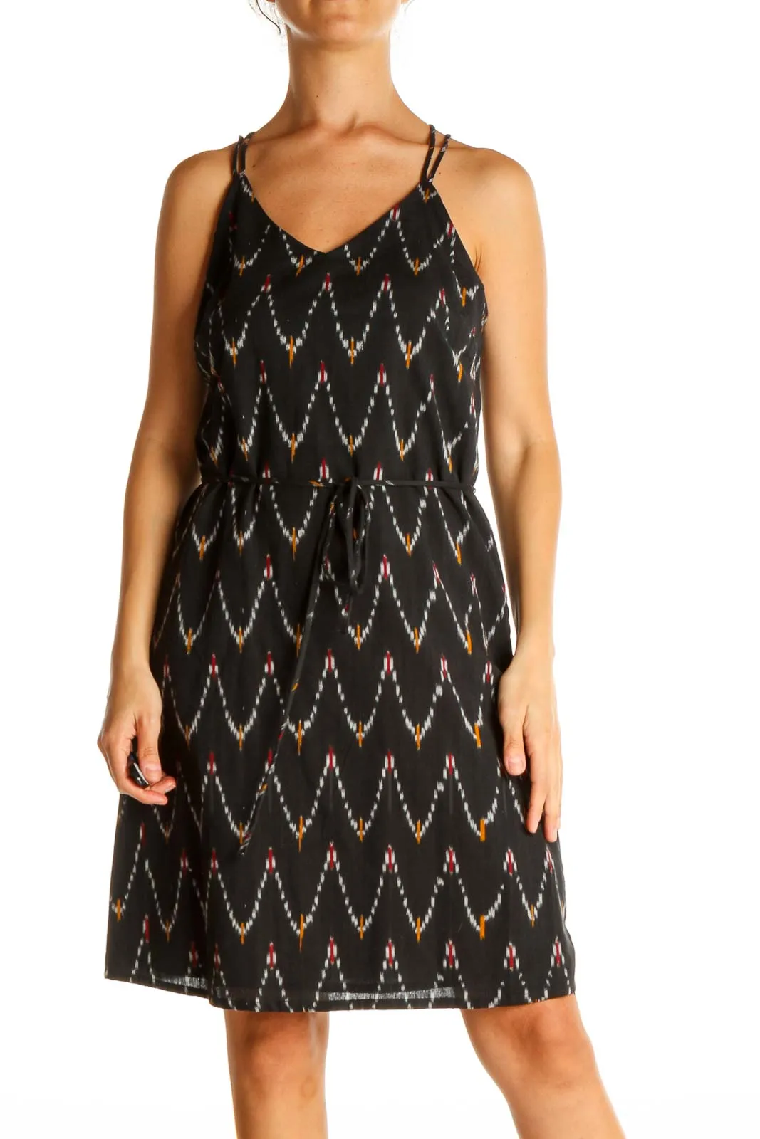 Black Chevron Day A-Line Dress