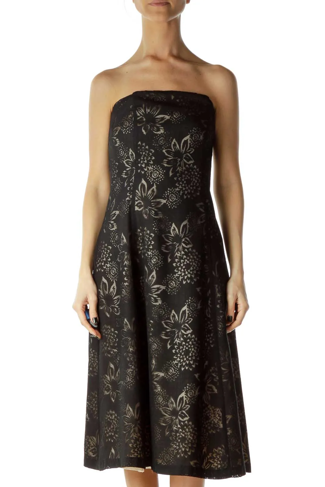 Black Strapless A-Line Dress