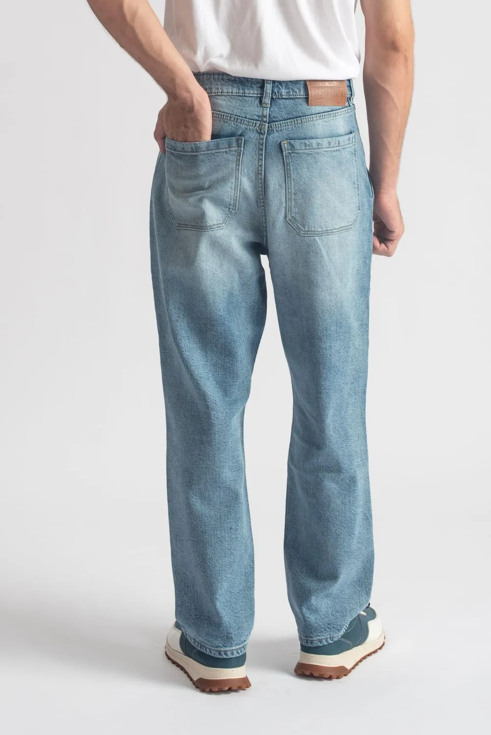 Blue Urban Pleat Relaxed Jeans