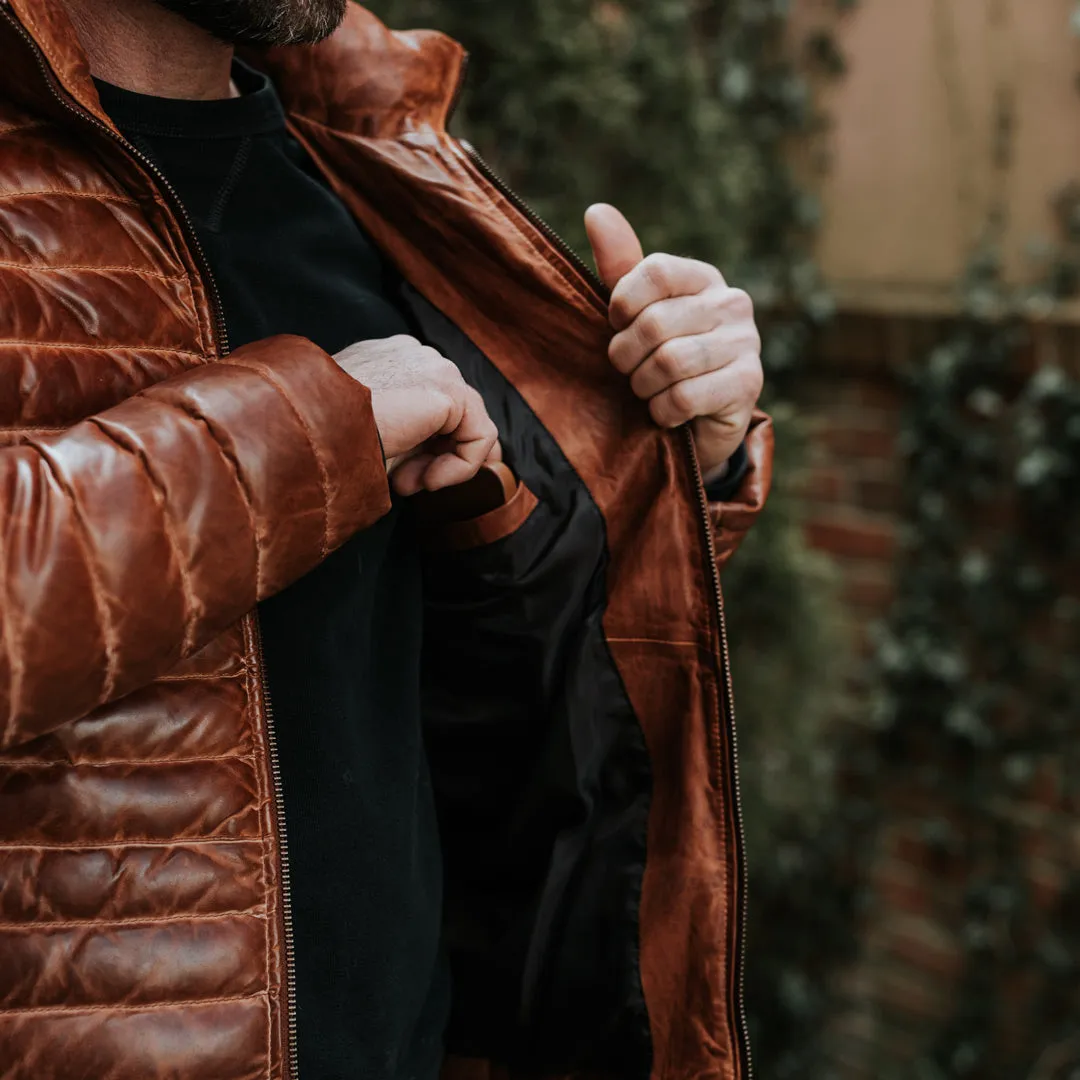 Bridger Leather Down Jacket | Light Brown