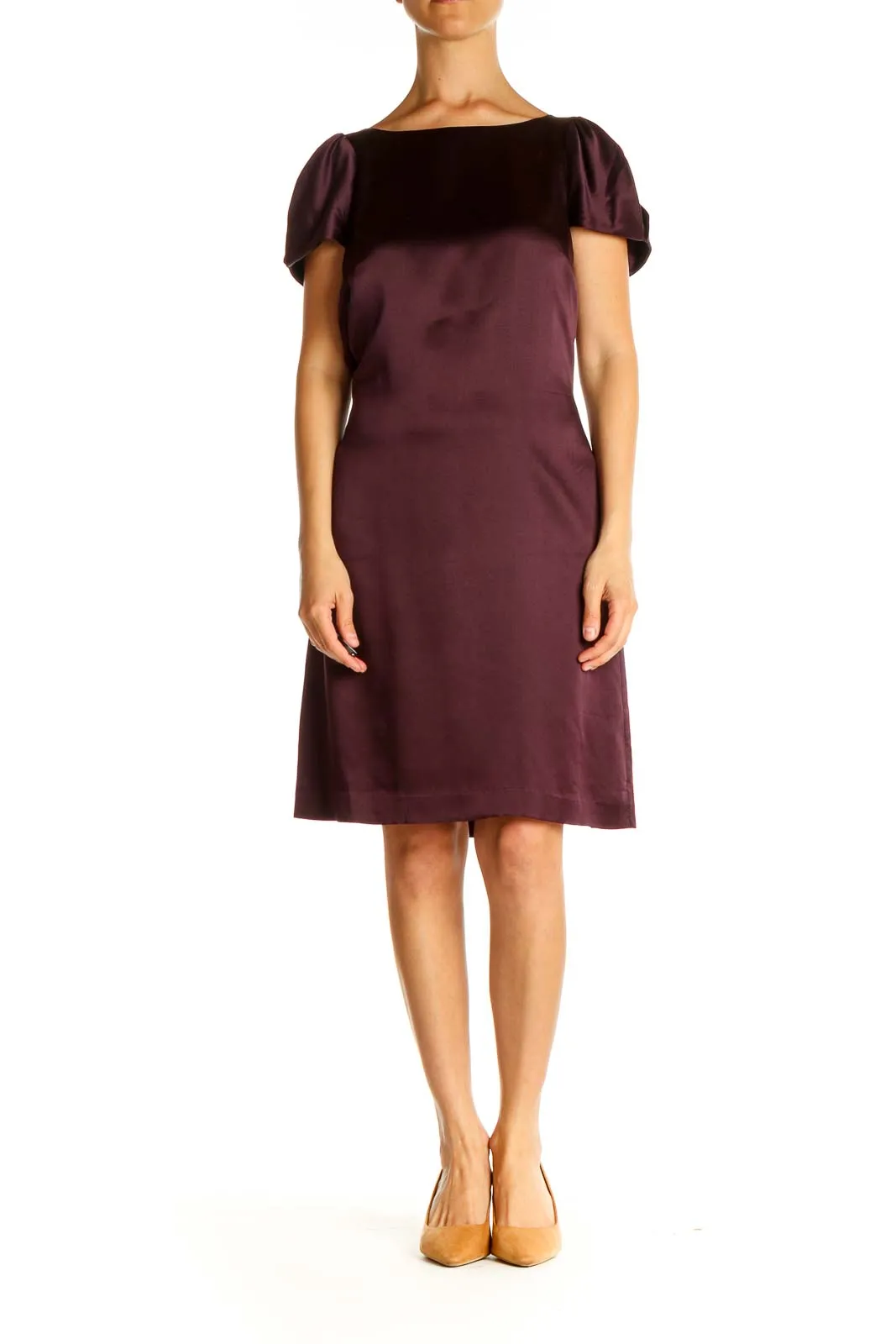 Brown Solid Day A-Line Dress