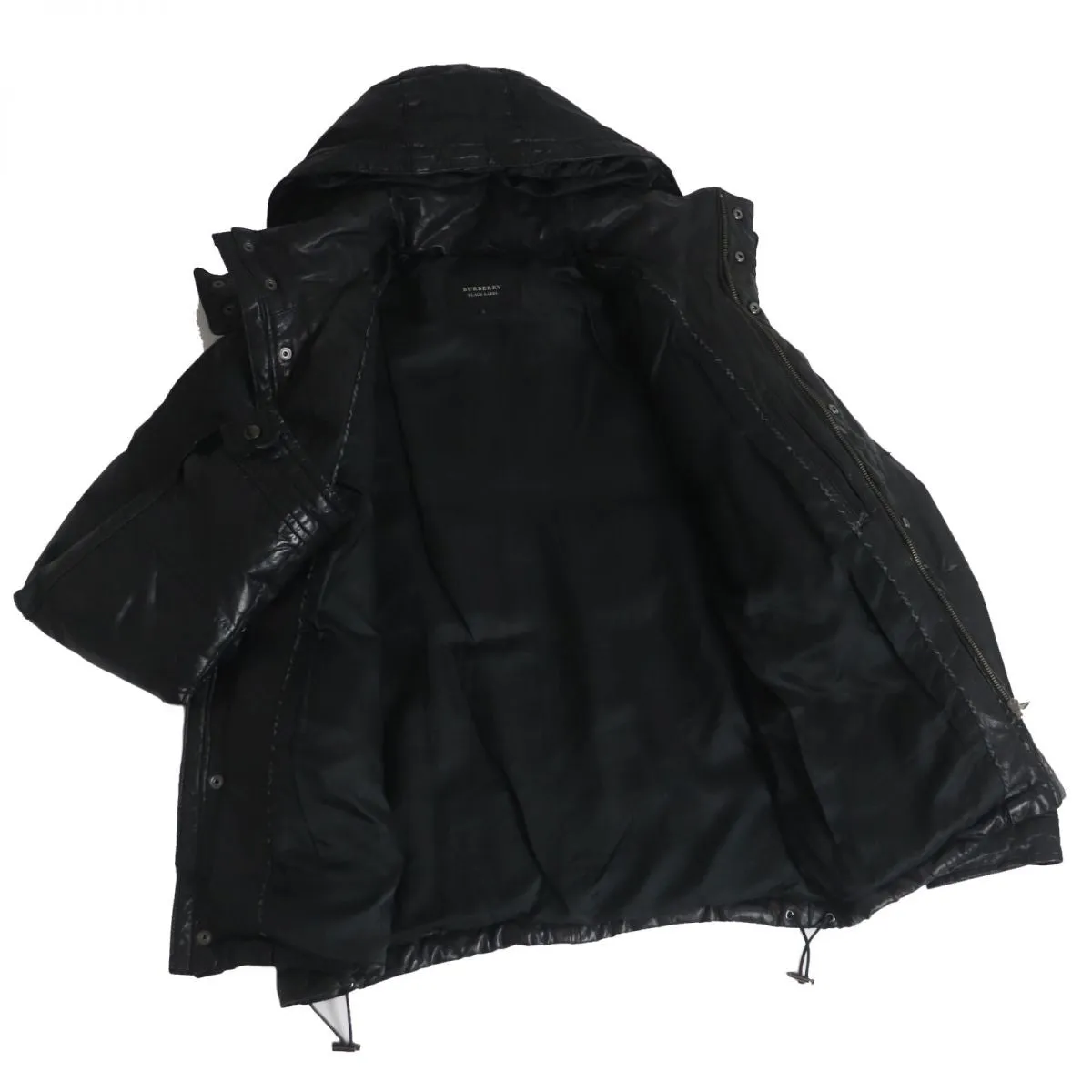 Burberry Lambskin Goose Down Hooded Jacket Black L