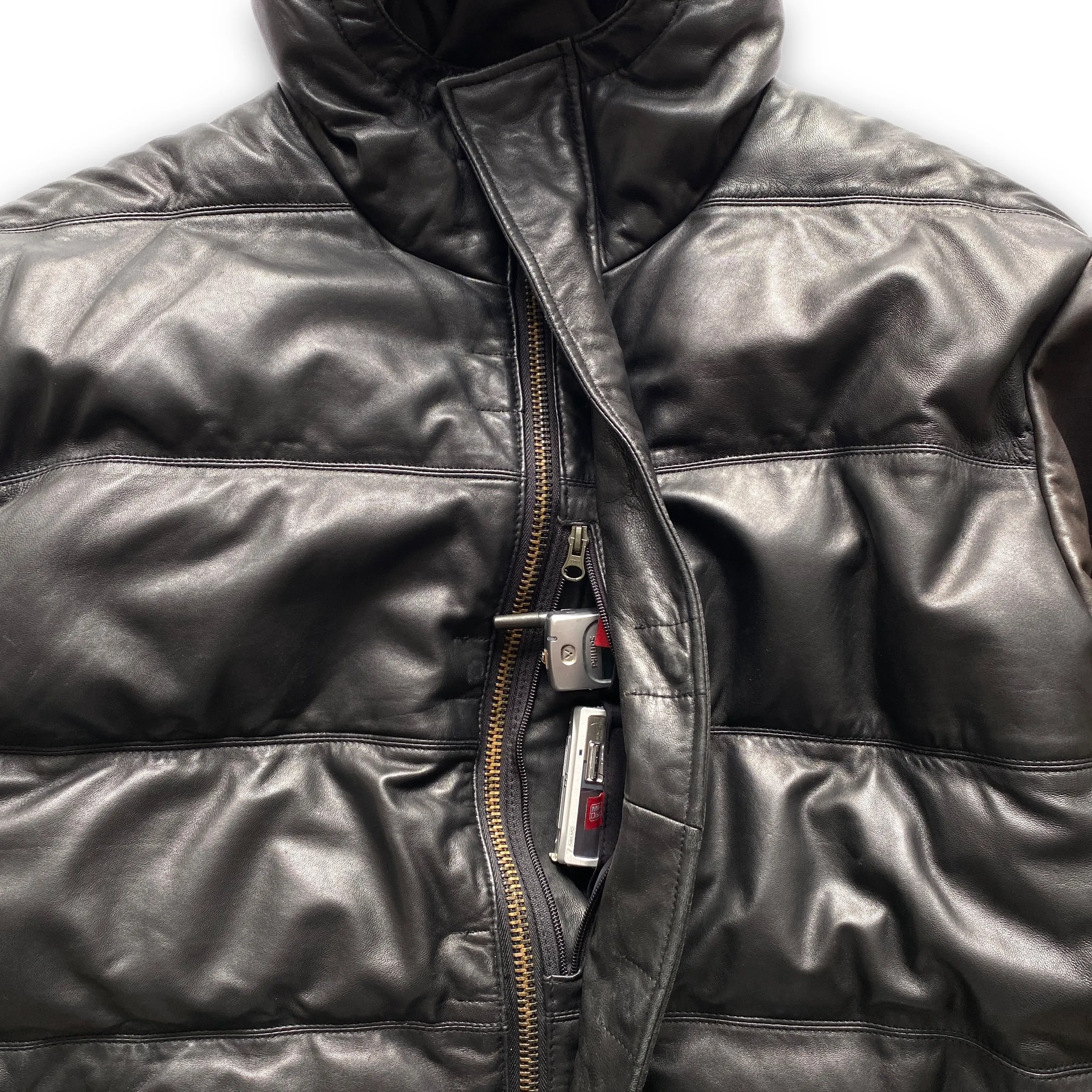 Burton Analog ‘Planet of the Apes’ Leather Puffer Jacket 2000s