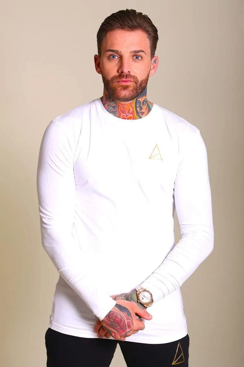 Daimus Long Sleeve Muscle Fit Men's T-Shirt - White