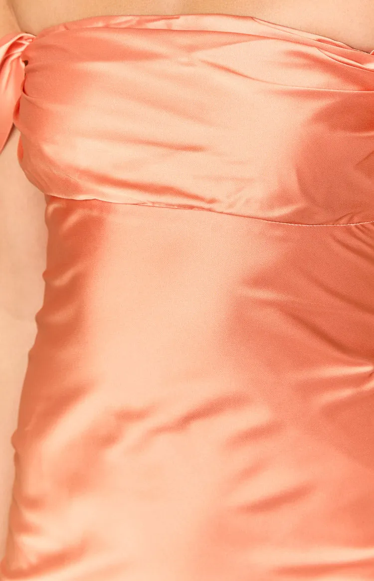 Ella Orange Off Shoulder Formal Dress