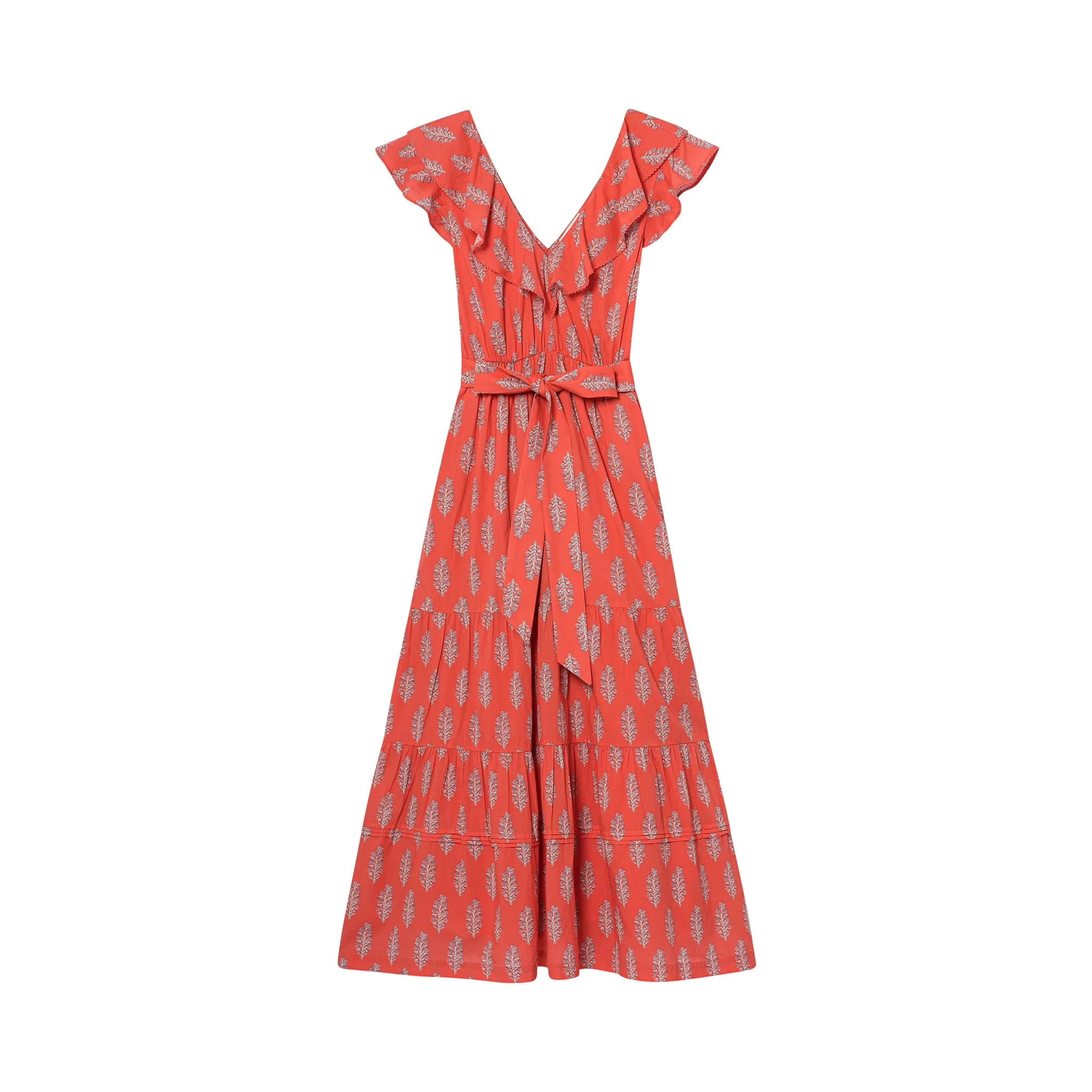 Ellie Maxi Dress - Coral Leaf