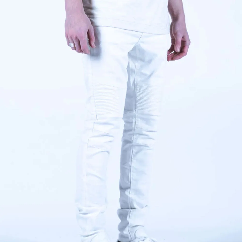 Embellish Spencer Biker Denim Jeans White