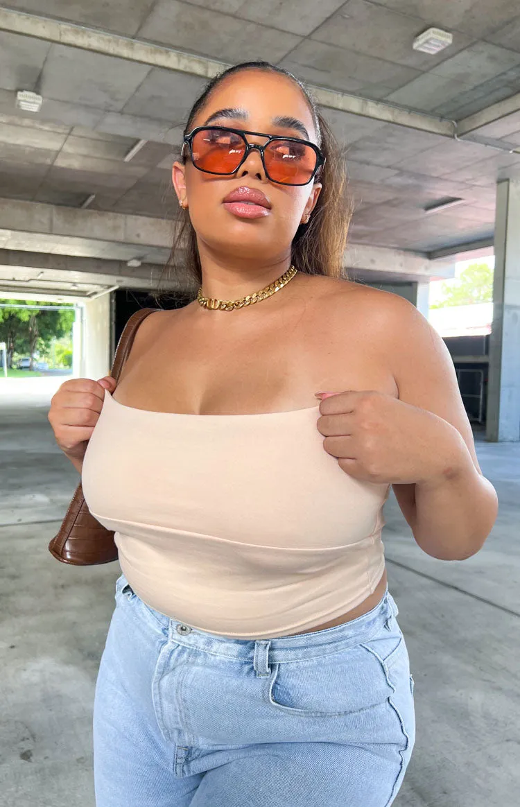 Empire Tan Strapless Top