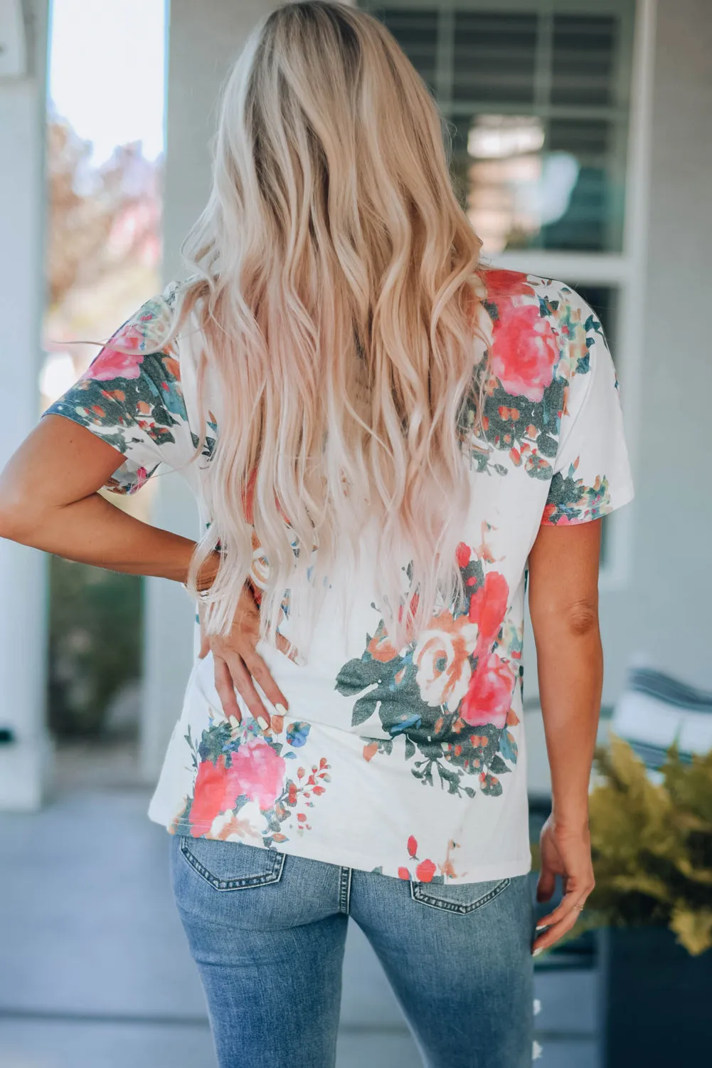 Floral V-Neck Tee Shirt