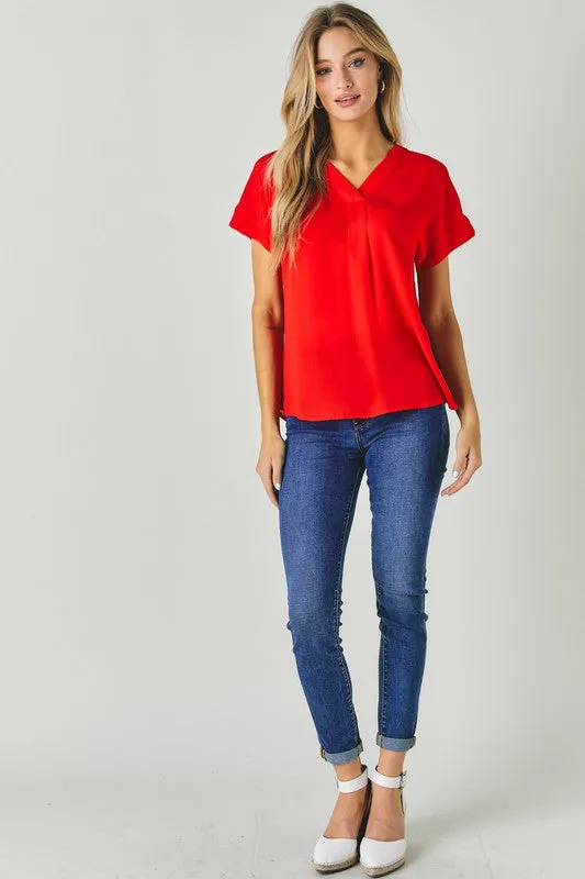 FS Clearance V-Neck Dolman Sleeve Solid Basic Top