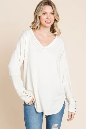 Full Size V-Neck Dropped Shoulder Blouse