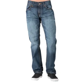 Hand Sanded Blue Relaxed Straight Fit Premium Denim Jeans Whiskering