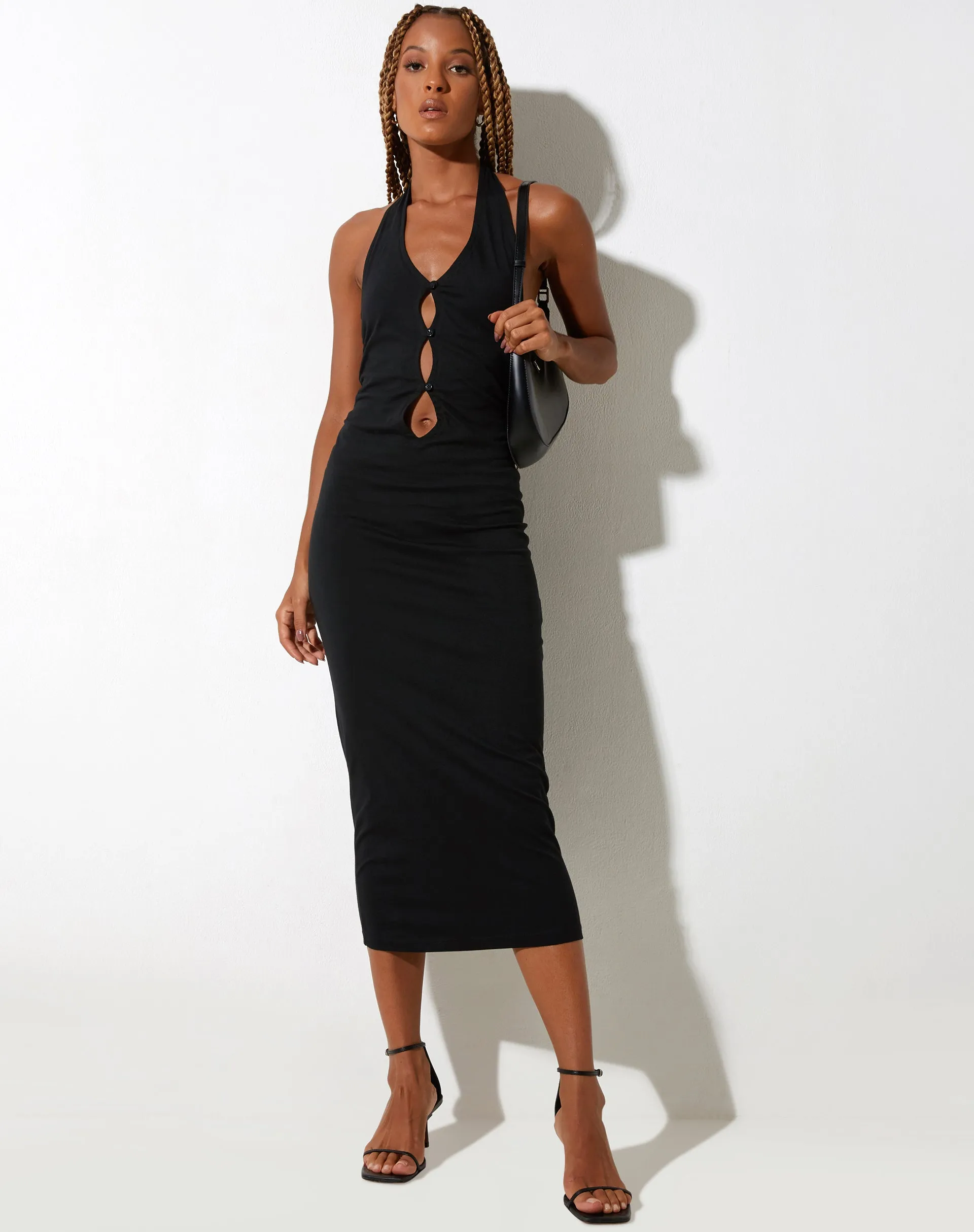 Housna Midi Dress in Lycra Black