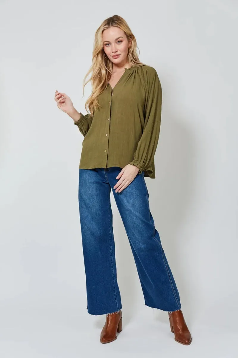 Isle Of Mine - Vera Pleat Blouse - Evergreen