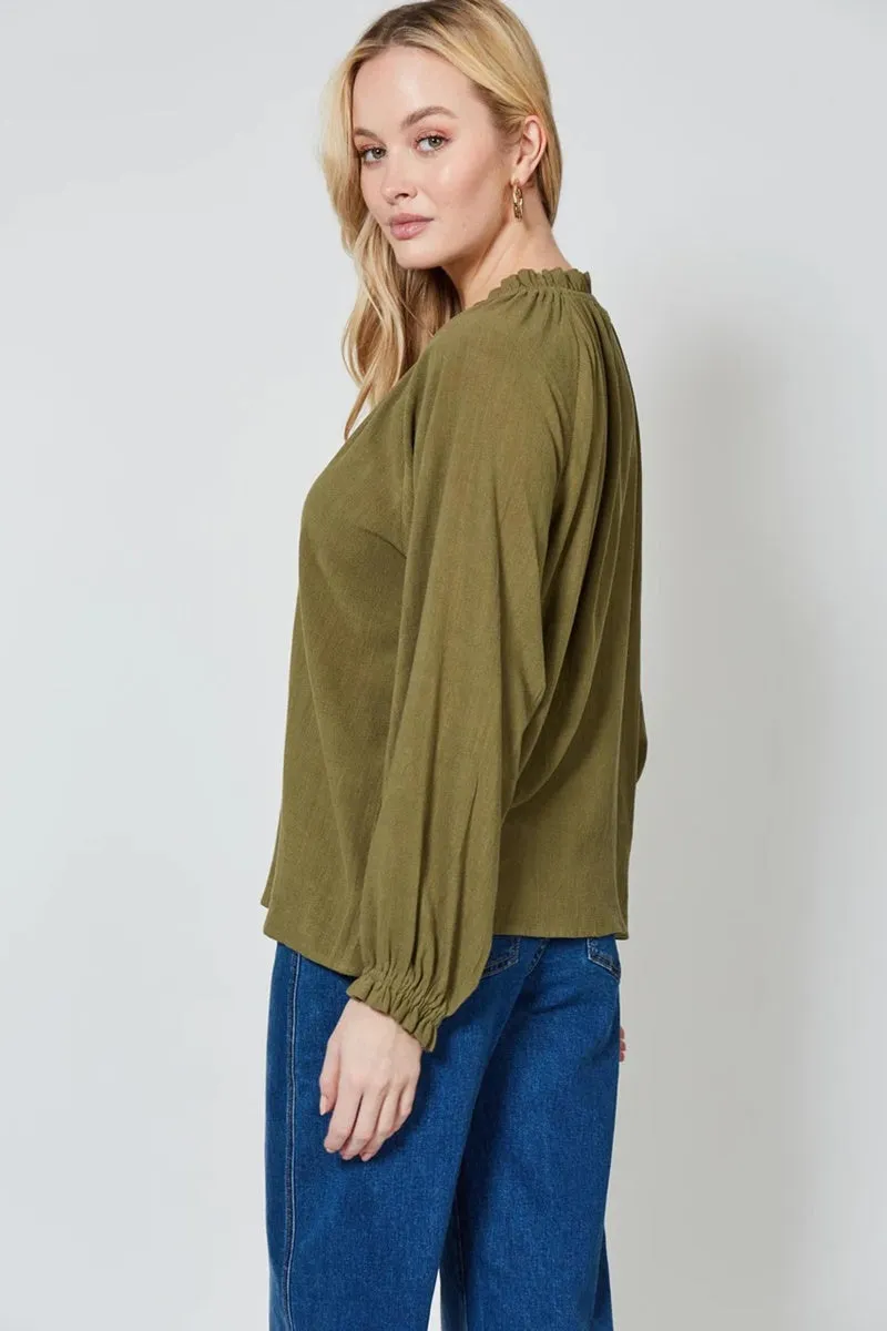 Isle Of Mine - Vera Pleat Blouse - Evergreen