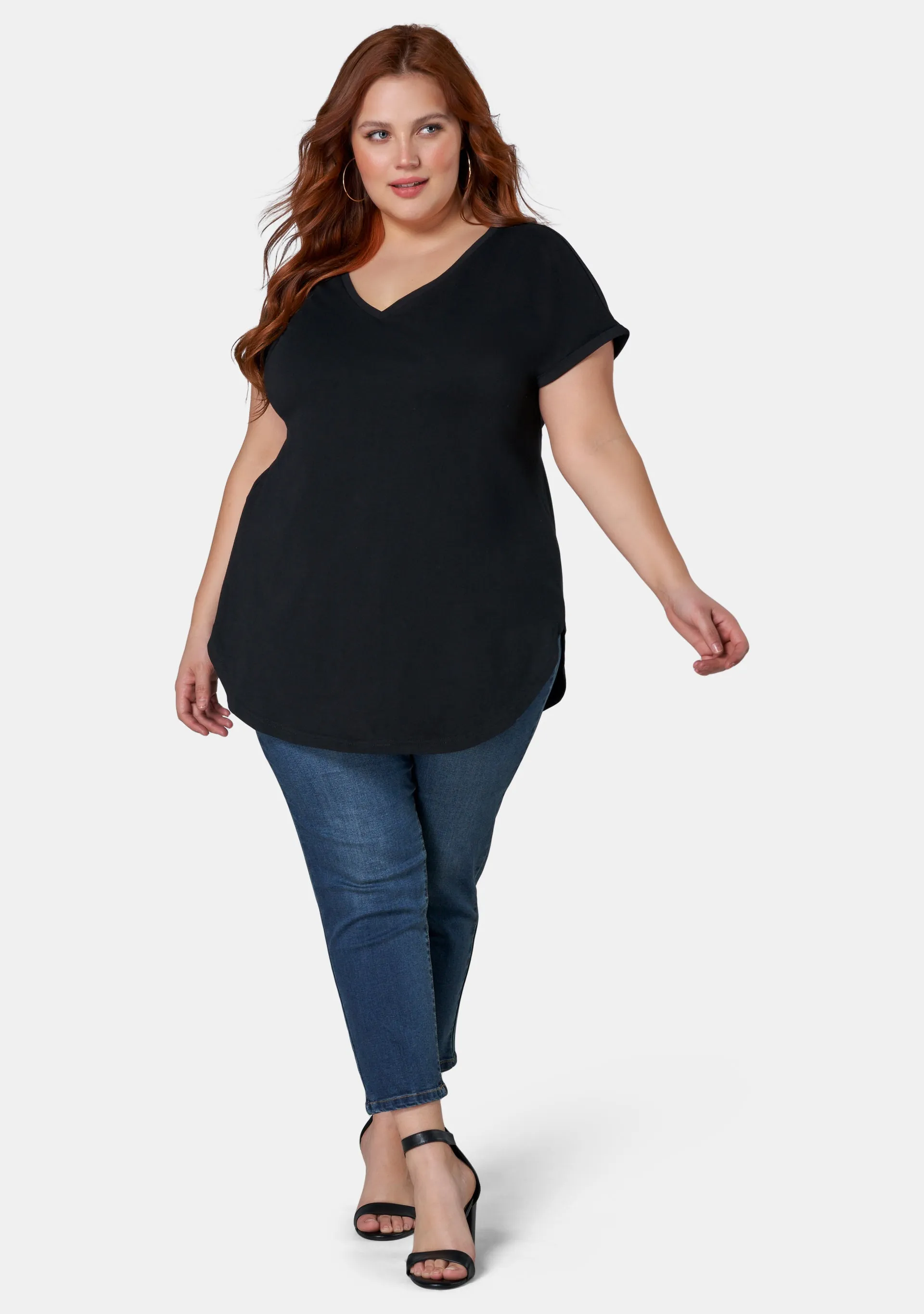 Jacinta Longline V Neck Tee