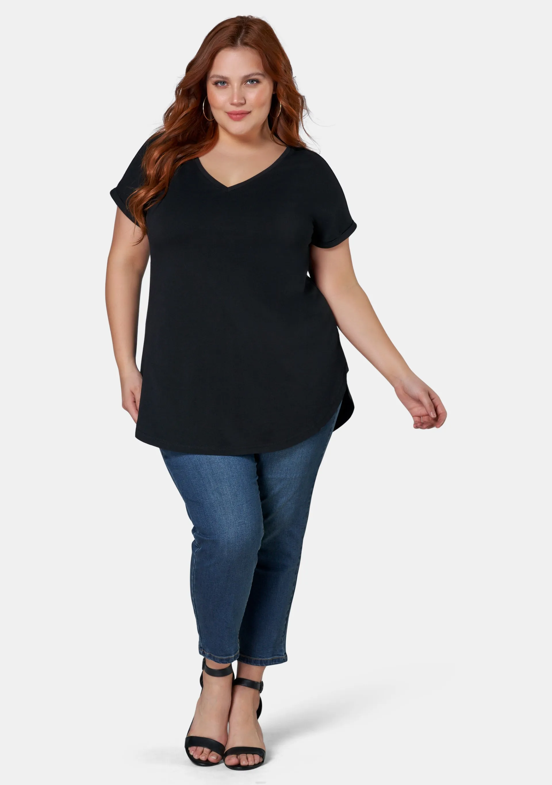 Jacinta Longline V Neck Tee