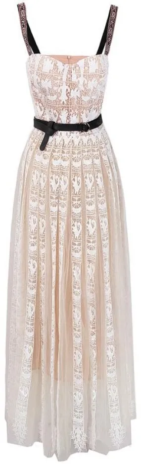 Lace & Mesh Paneled Maxi Dress