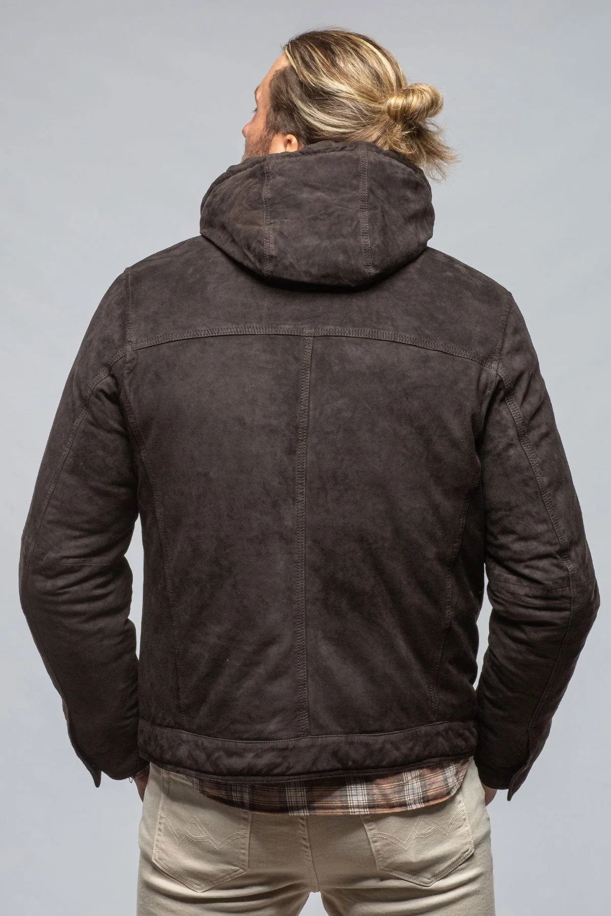 Leo Suede Insulated Jacket in Charcoal Brown