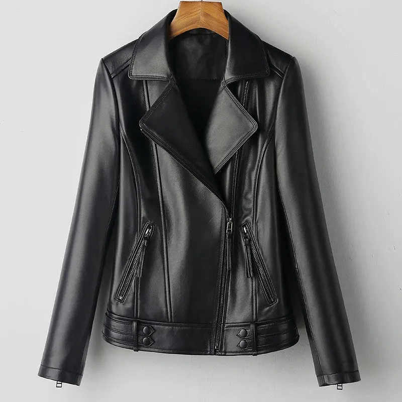 Long Sleeve Genuine Sheepskin Leather Jacket