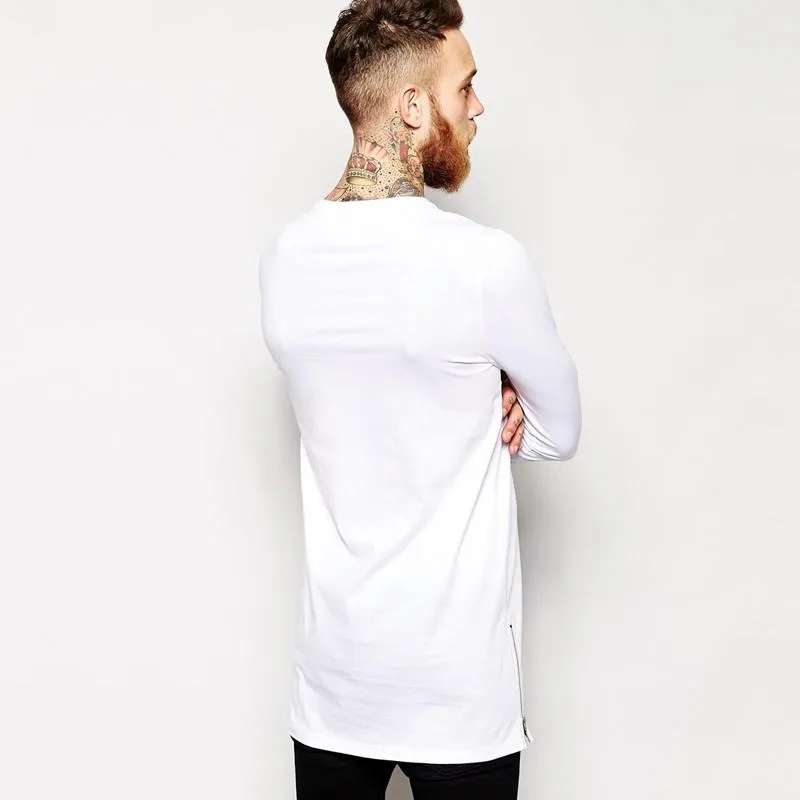 Longline Long Sleeve T-Shirt With Side Zippers - 2 Colors