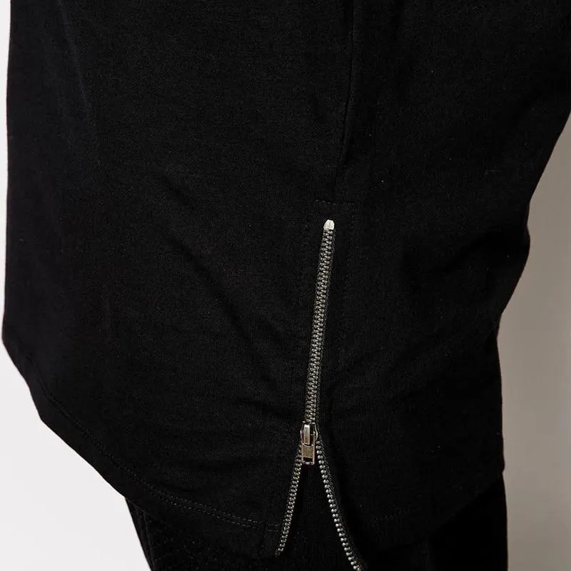 Longline Long Sleeve T-Shirt With Side Zippers - 2 Colors