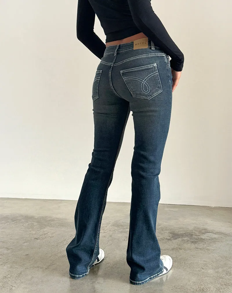 Low Rise Bootleg Jeans in Heavy Stitch Vintage Indigo