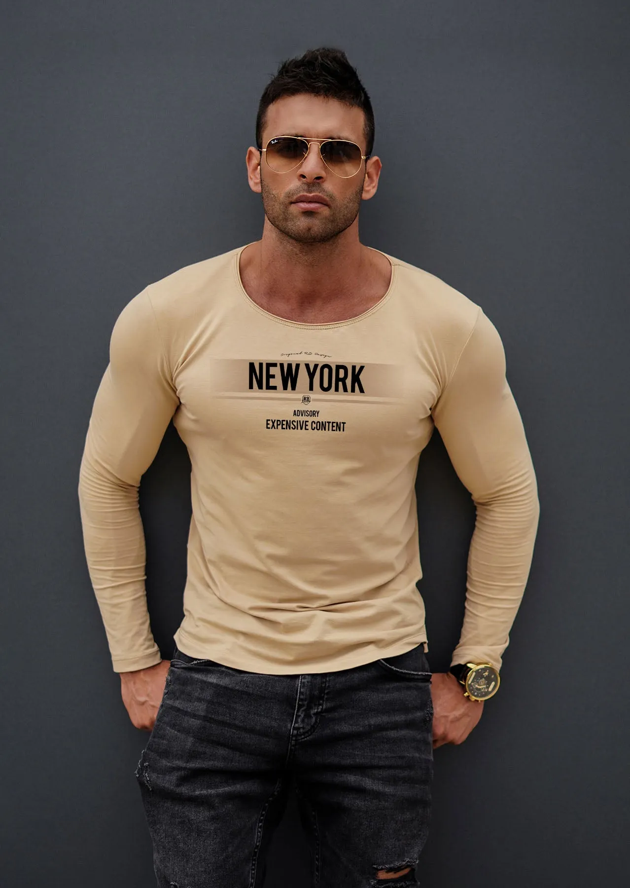 Mens Long Sleeve T-shirt "New York Advisory" MD866