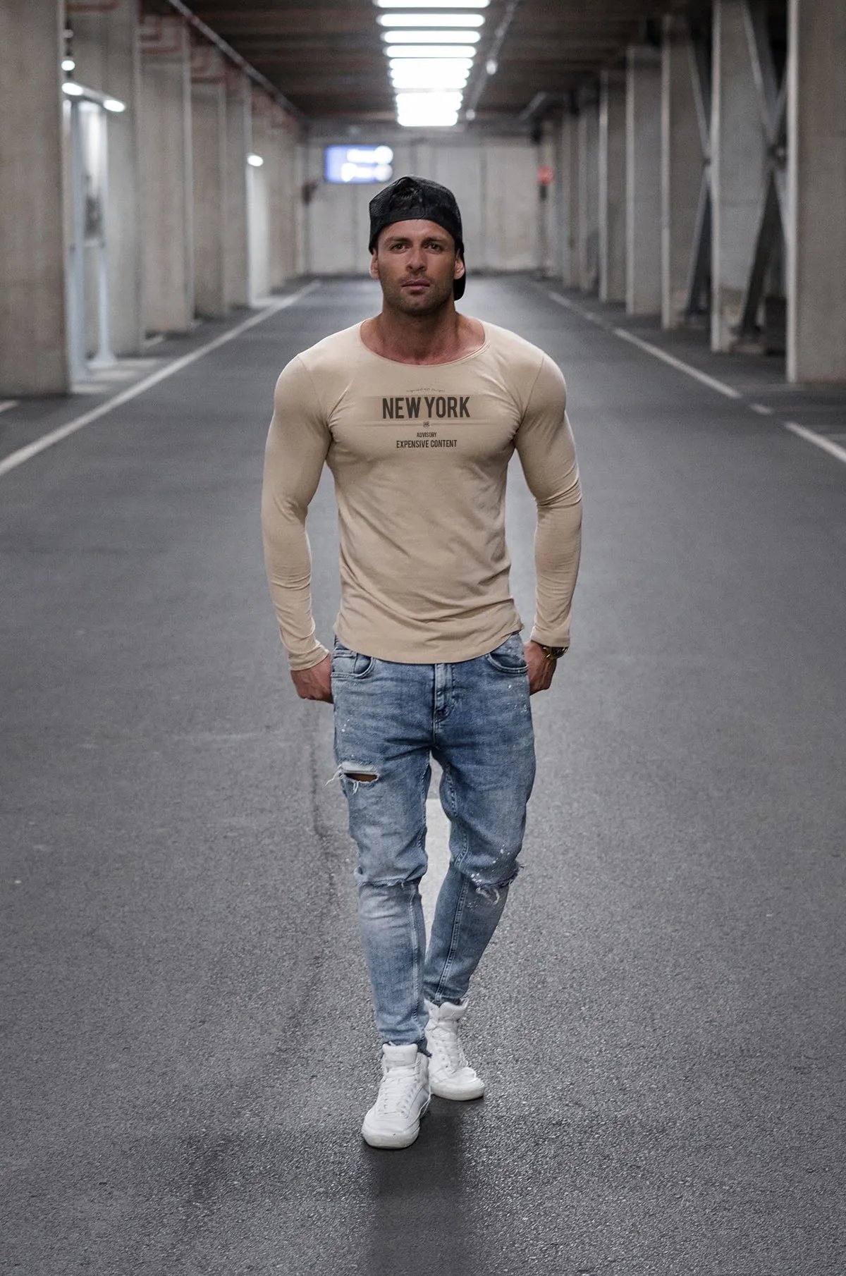 Mens Long Sleeve T-shirt "New York Advisory" MD866