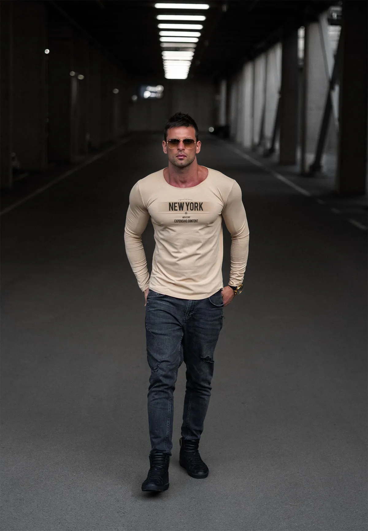 Mens Long Sleeve T-shirt "New York Advisory" MD866