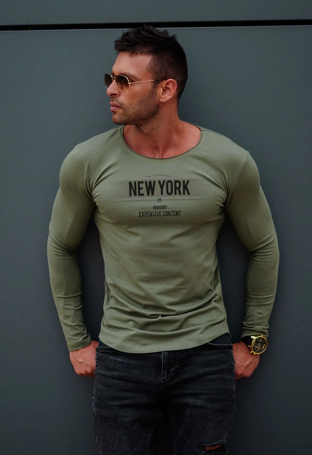 Mens Long Sleeve T-shirt "New York Advisory" MD866