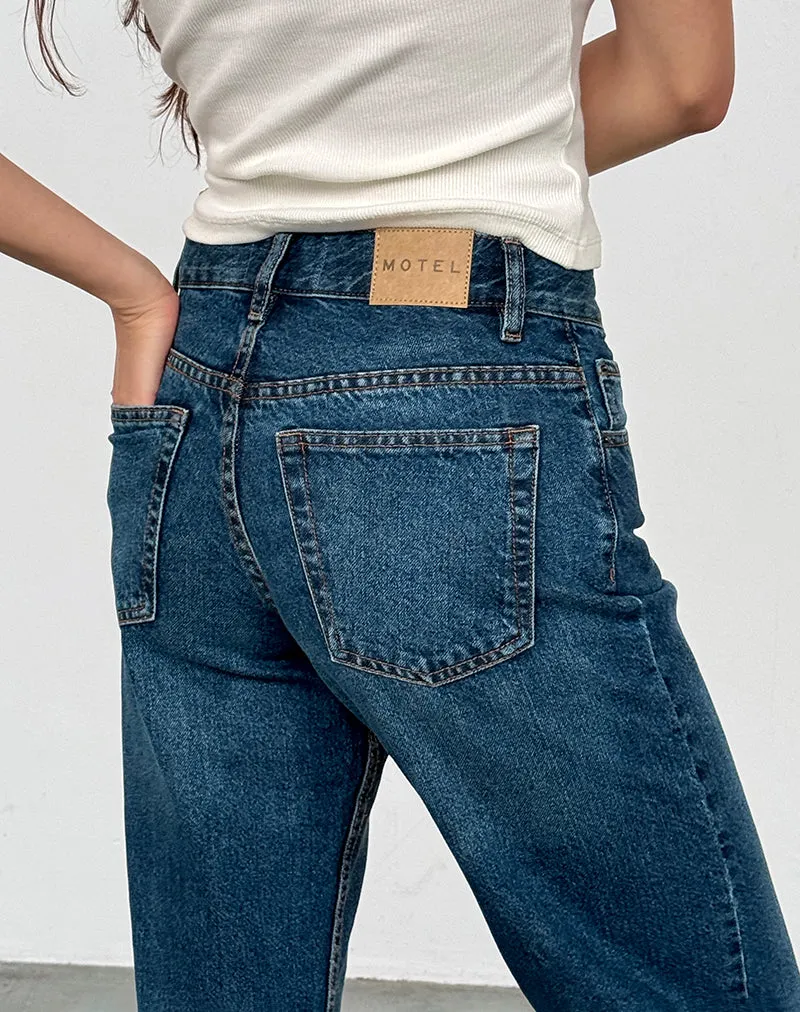 Mid Rise Slim Parallel Jeans in Mid Blue Used