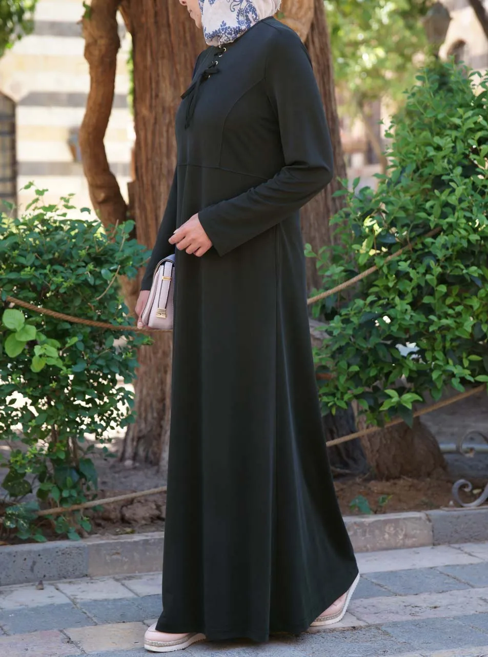 Neck Tie Jersey Abaya