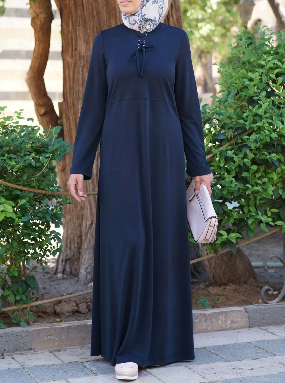 Neck Tie Jersey Abaya