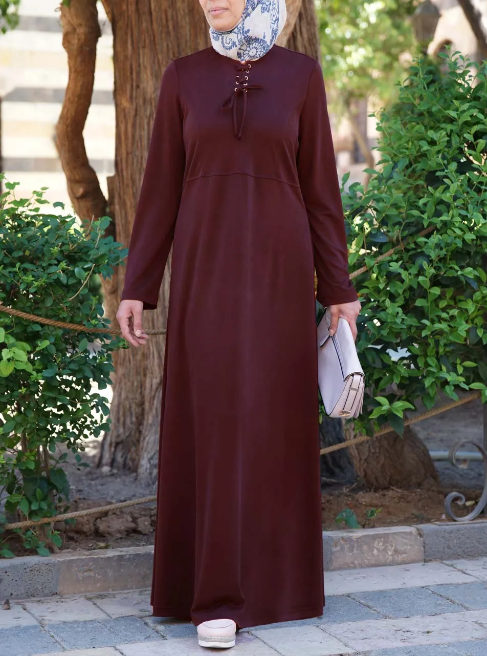 Neck Tie Jersey Abaya