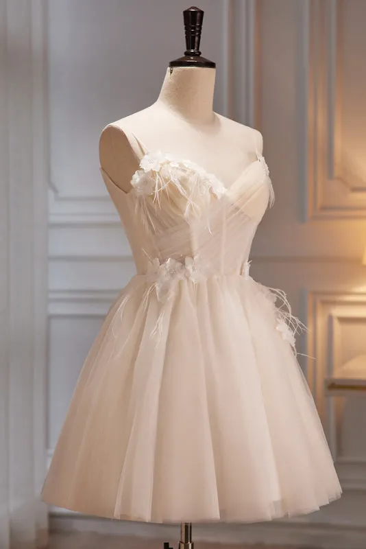 Nolwenn | A Line Sweetheart Spaghetti Straps Tulle Short Homecoming Dresses