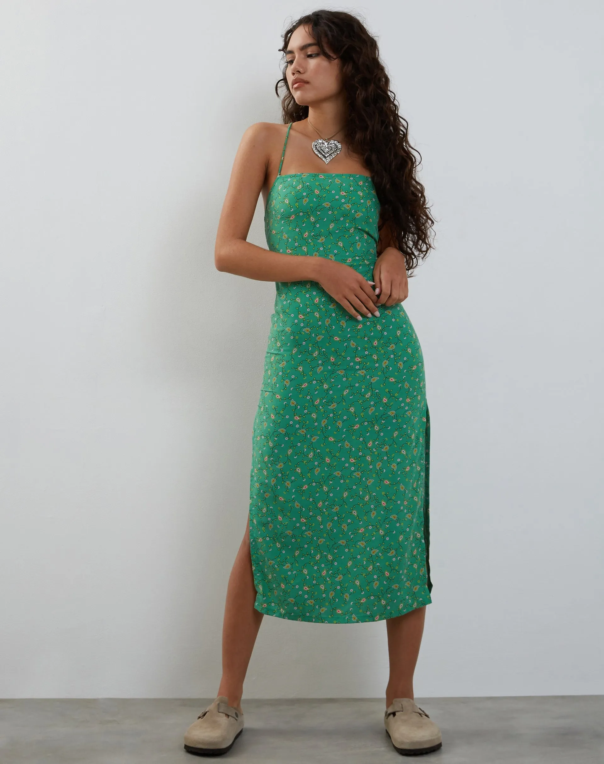 Nosita Midi Dress In Paisley Fun Green