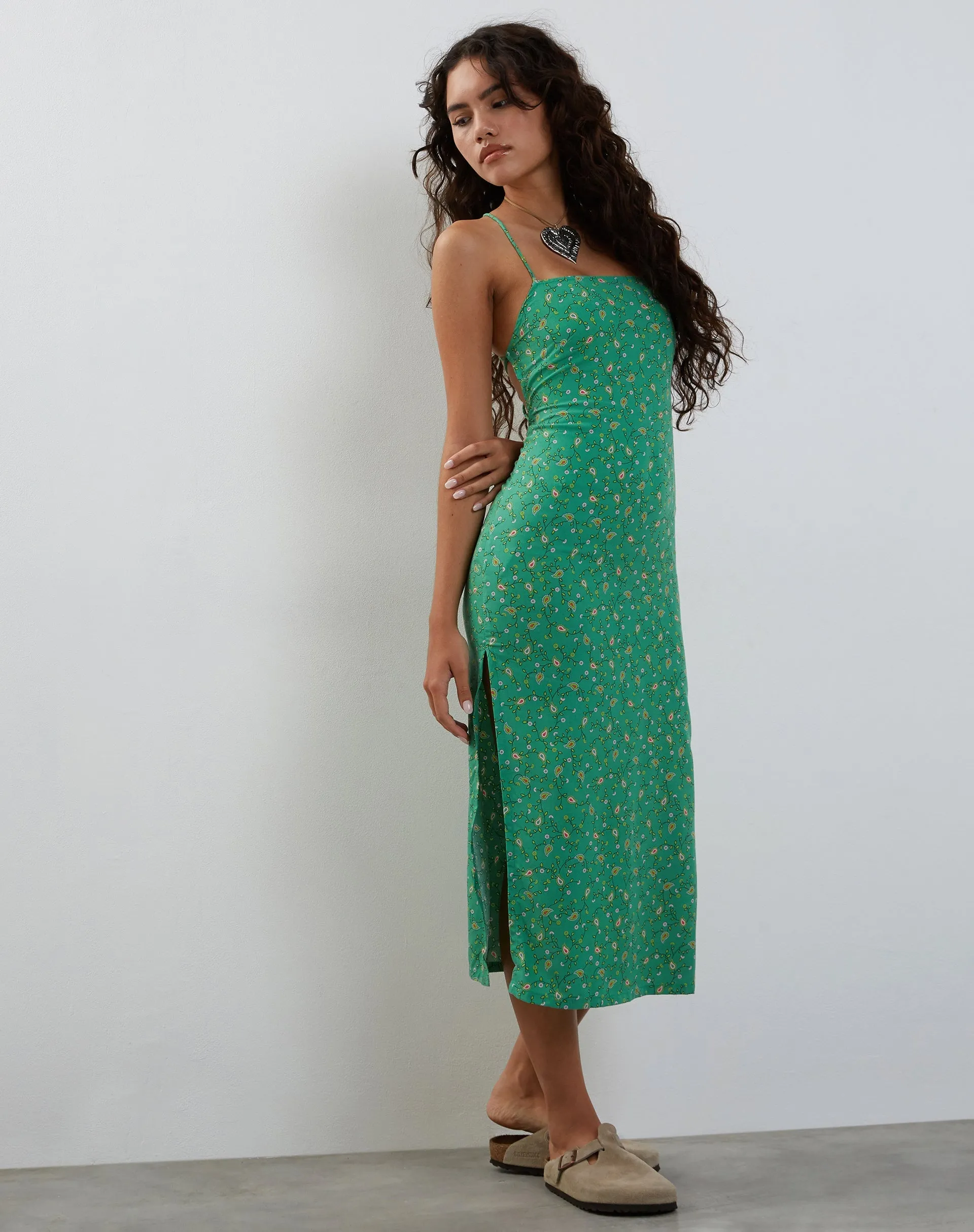 Nosita Midi Dress In Paisley Fun Green