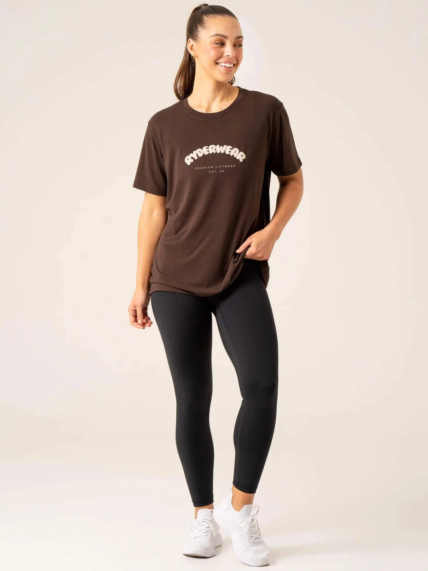 Off Side Longline T-Shirt - Chocolate