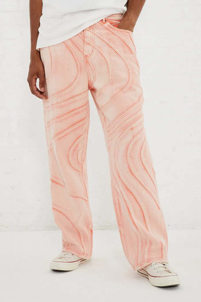 Orange Wash Wave Seam Relaxed Fit Jeans