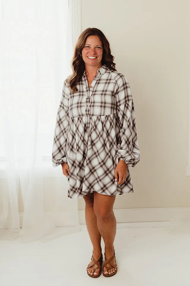 Plaid Mini Shirt Dress