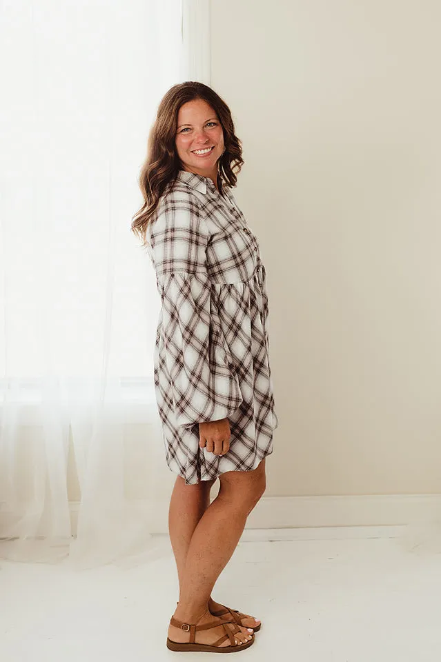 Plaid Mini Shirt Dress