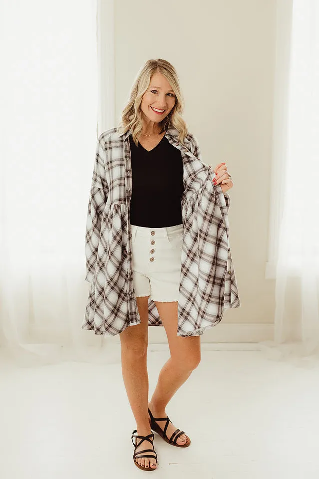 Plaid Mini Shirt Dress