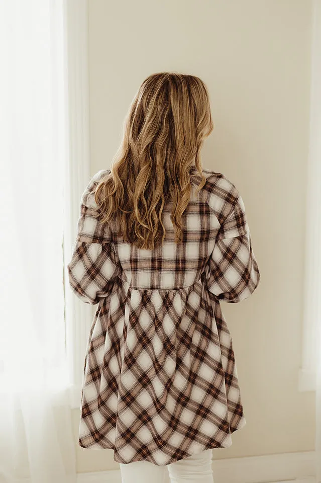 Plaid Mini Shirt Dress