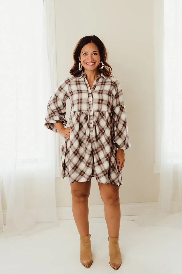 Plaid Mini Shirt Dress