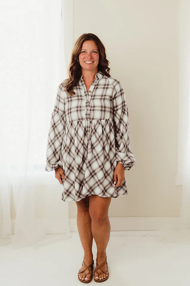 Plaid Mini Shirt Dress